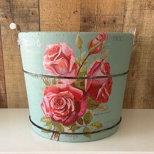Upcycled Painted Wooden Ice Cream Bucket with a Red Roses Transfer